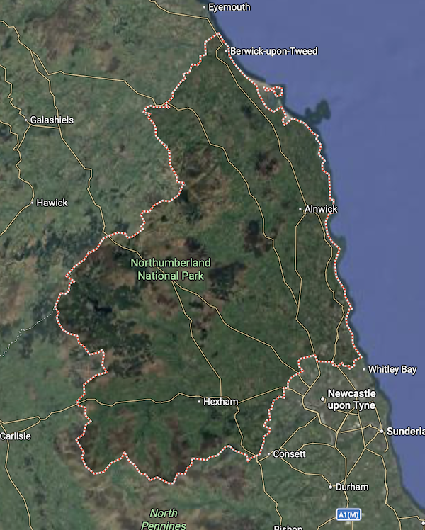 Map of North East England showing archaeological sites